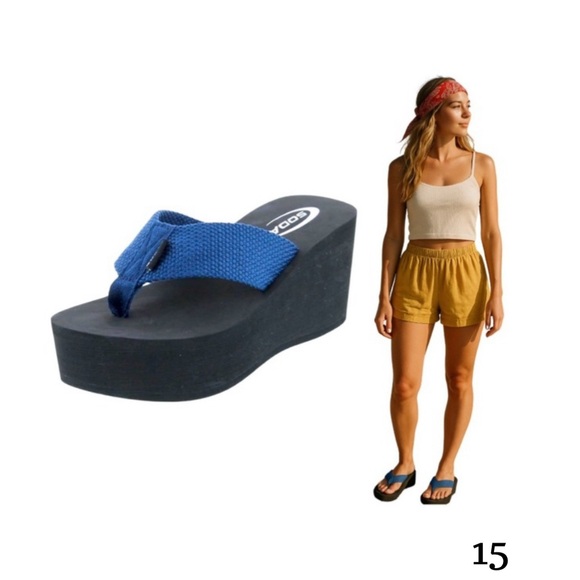 Soda Women's Black and Blue Sandals S/8 - Picture 3 of 11